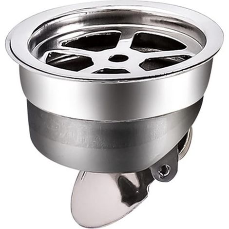 Desagüe de piso para baño, colador de lavabo, tapa abatible por gravedad, doble núcleo de acero inoxidable antiobstrucción (1/2)