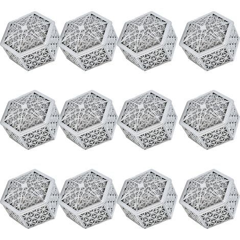 Juego de 12 cajas de plástico huecas para dulces, plateadas, hexagonales, para bodas y despedidas de soltera.
