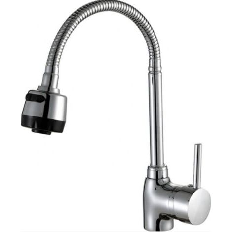 Dreiwege-Küchenarmatur mit Universal-ABS-Düse und 60 cm Warm- und Kaltwasserschlauch