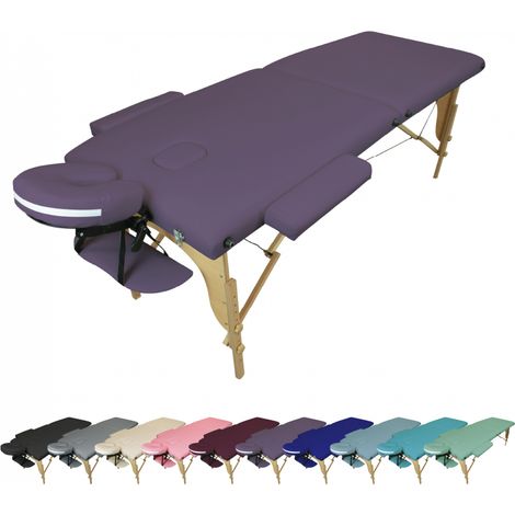 Table de massage pliante 2 zones en bois – Panneau Reiki – Housse de transport – Revêtement similicuir – Support jusqu'à 250 kg – Vivezen