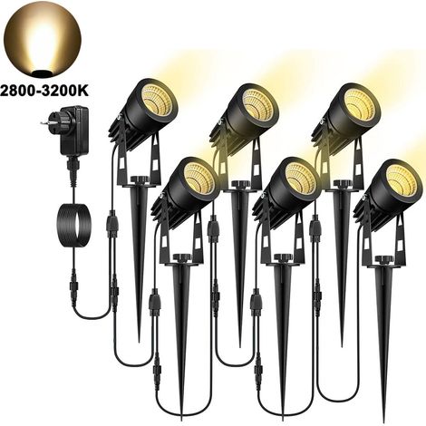 Lot de 6 projecteur, LED basse tension 12V, étanche IP65, aluminium, orientation 270°, jardin allée terrasse (1/5)