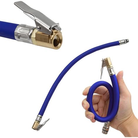Tuyau à air en Caoutchouc pour Voiture et Moto T1/4PT mâle fileté 1/4" Bleu, 37cm Tuyau de Rallonge Pompe à air Portable, Universel Tube de Rallonge en Caoutchouc (1/5)