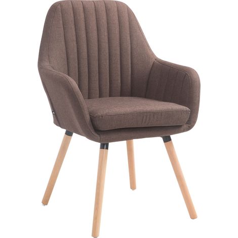 Chaise de salle à manger fauteuil de chambre coiffeuse en tissu marron piètement en bois clair 100008468 (1/3)