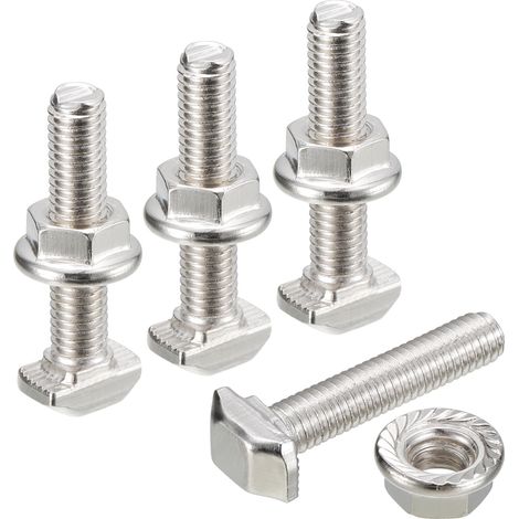 Vis en T avec Boulon M5x25mm et Écrous Hexagonaux M5, 40 Ensembles de Boulons en T à Tête de Marteau et Tige en T pour Profilé en Aluminium de Série 20 (1/5)