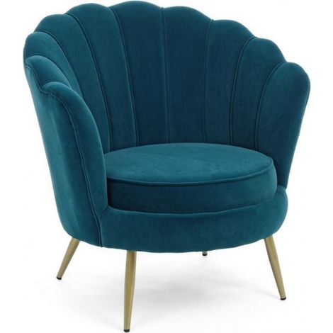 Poltrona vintage retro in velluto blu pavone cm 80 x 76 x84 h (1/5)