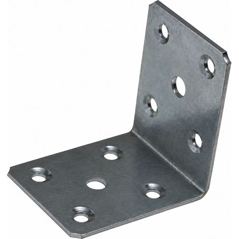 Équerre d'angle de renfort large, assemblage pour finition mi-lourd, charpente, en acier galvanisé – LPP  40 x 40 mm  – Lot de 20 pièces