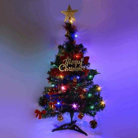 Mini Árbol de Navidad con Luces LED Coloridas y Base de Tela - 1,6 Pies (1/5)