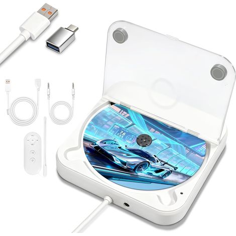 Lecteur CD Externe Universel Pour Voiture Avec Port USB, Port AUX, Contrôleur Supplémentaire, Compatible Avec Voiture, Camion, Ordinateur Portable, PC, Téléviseur, Lecteur CD Compatible Avec Autoradio (1/5)