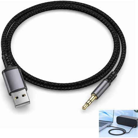 1 Pièce Câble audio USB vers 3,5 mm, Câble Audio USB vers Jack 3,5 mm 1M, Adaptateur USB Mâle vers AUX Mâle, Nylon Tressé, Plug and Play pour PC, Ordinateur Portable, Haut-Parleur, Casque Voiture (1/5)
