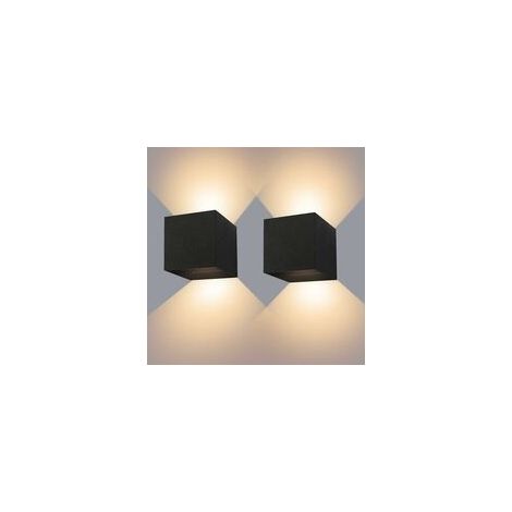Innen-/Außenwandleuchte 12 W, 2 schwarze LED-Wandlampen, wasserdicht, IP65, verstellbares Licht, nach oben und unten verstellbares Design, 3000 K warmweiße Wandleuchten für Wohnzimmer, Schlafzimmer, F (1/3)