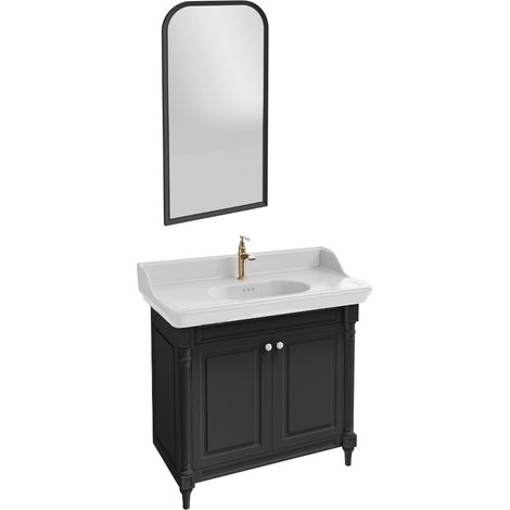 Meuble salle de bain JACOB DELAFON Cléo 1889 plan vasque + miroir + mitigeur lavabo or (1/5)