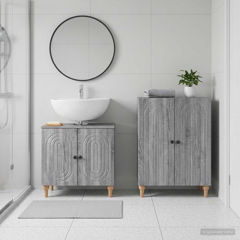 vidaXL 2 Piece Bathroom Cabinet Set ALKMAAR Grey Sonoma (1/5)
