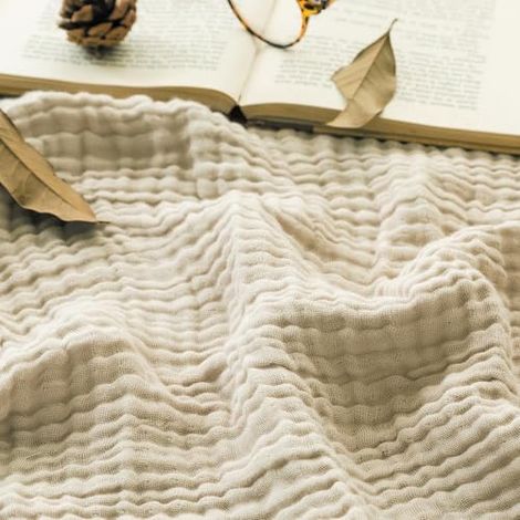 Musselin-Decke Erwachsene, 100% Baumwolle, 152 x 203 cm Beige Sommer-Überwurf Decken für Couch, atmungsaktive Gaze-Decke alle Jahreszeiten, weich und leicht vorgewaschene Baumwolldecke (1/5)