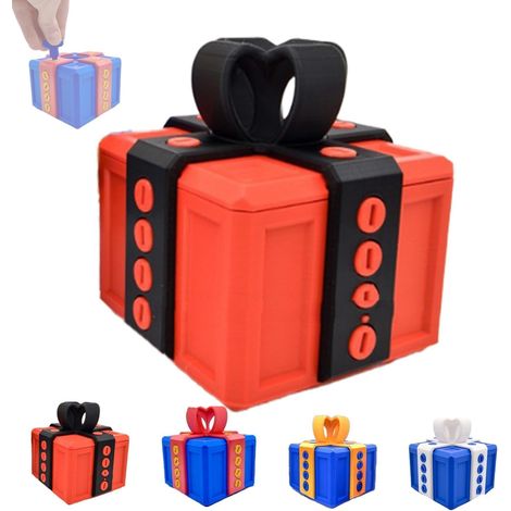 Boîte à vis de blague imprimée en 3D de 3,14 po de large, boîte-cadeau (boîte rouge avec or) (1/5)
