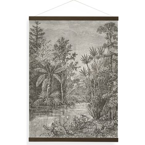 Art for the Home Luxus Kakemono Leinen Wandposter Jungle Landschaft Sepia - 80x60cm (1/5)