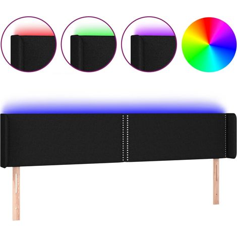 Maison Exclusive - Testiera a LED Nera 203x16x78/88 cm in Tessuto
