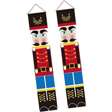 Weihnachtliche Türdekorationen zum Aufhängen, passend für Türvorhänge im Walnuss-Soldaten-Stil, 1 Paar (1/2)