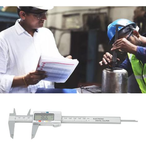 Pied à coulisse numérique de 6 pouces, valeur de mesure maximale de 6 pouces ou 150 mm, pied à coulisse électronique numérique PA66 avec écran LCD extra-large, outil de mesure pour unités impériales e (1/5)