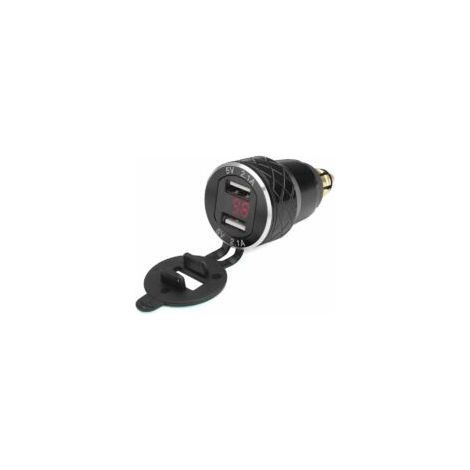 Prise USB double chargeur rouge pour motos, compatible avec un voltmètre 12V-24V 4,2A, convient aux motos BMW - Noir (interface UE uniquement). (1/2)