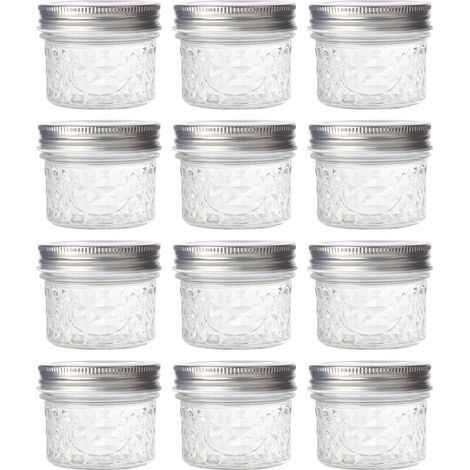 Tarros de cristal transparente de 100 ml para la cocina, pequeños tarros de almacenamiento con tapas herméticas para mermeladas, miel, yogures, zumos y dulces.