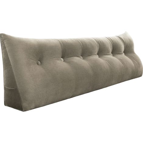 VERCART Großes Keil Lesekissen, Langes Bettruhe Rückenkissen, Dekoratives Kopfteilkissen, Dreieckiges Positionierungs Körperkissen für Tagesbett oder Couch, Samt Bräunen, 180cm
