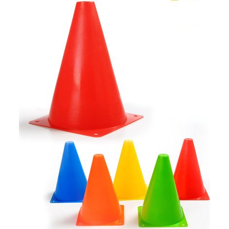 Cônes d'entraînement football 10 pièces 18 cm rouge pour sport et course (1/5)