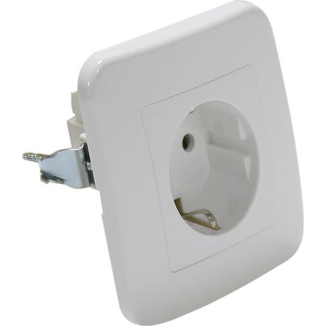 IluminaShop - Enchufe Tipo F Schuko 16A Marco Incluido IP20 Blanco Basic (1/3)