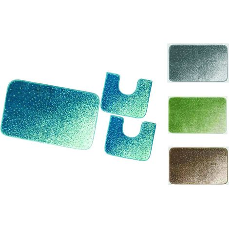 Set 3 Tappeti Tappetini da Bagno Ibisco 4 Colori