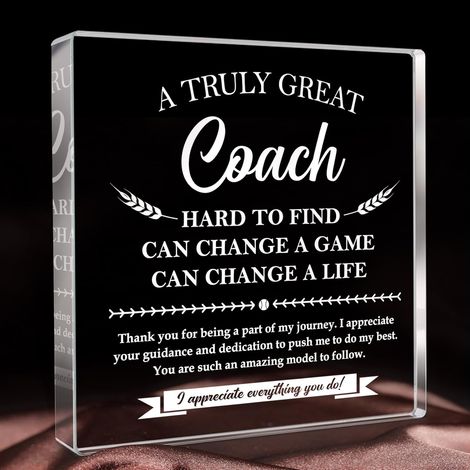 Cadeau de reconnaissance pour coach homme et femme, cadeau coach football basket Noël anniversaire Thanksgiving fête des enseignants, plaque décorative en acrylique - 10x10x1cm (1/5)