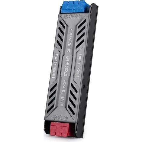 Transformateur 220V 24V LED Transfo 200W DC Convertisseur LED Driver Ultra Mince 8.3A Adaptateur Alimentation, 220V AC à 24V d'alimentation Basse Tension Transfo de Tension Constante (1/5)