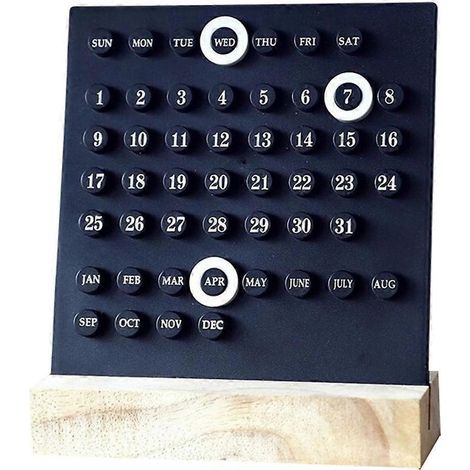 Calendrier numérique fait main avec socle en bois acrylique, petit ornement noir, idéal pour le bureau ou la maison. (1/5)