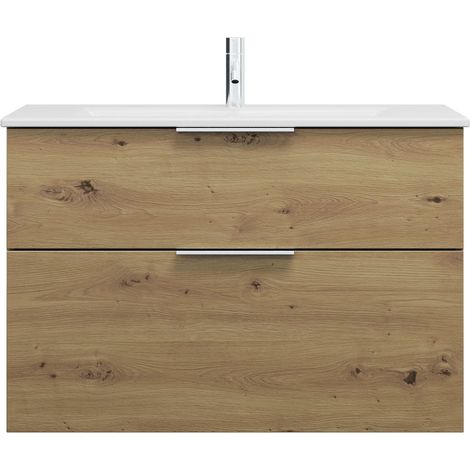 burgbad Eqio Slim lavabo en céramique avec meuble sous-lavabo,