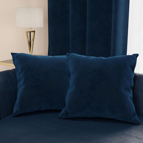 2 Coussins Canapé en Velours avec Remplissage, Housses de Coussin pour Chambre, Coussins Décoratifs en Velours avec Housse à Sac, Bleu Foncé 2 Pièces - 35x35 cm (1/4)