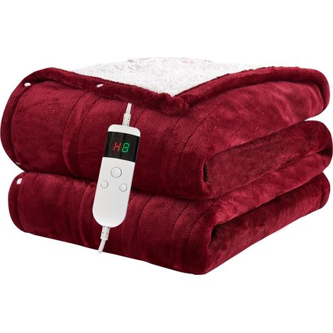 Couverture chauffante avec arrêt automatique, 150 x 180 cm, 10 niveaux de chauffage, minuterie d'arrêt automatique jusqu'à 8 heures, protection contre la surchauffe, lavable en machine (1/5)