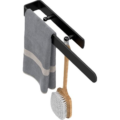 Porte-Serviettes Auto-Adhésif Aluminium - Sans Clous, pour Salle de Bain, Armoire, Étagère Créative (1/4)