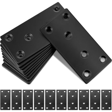 Packung mit 10 flachen Holzverbindern, 80 × 40 × 1,75 mm, robuste Flachverbindungsplatten, Reparaturplatten aus Edelstahl für Verbinder, Metallverbinder zur Holzbefestigung