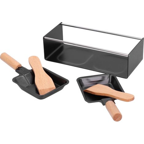 Plaque de barbecue portable antiadhésive, mini-gril à fromage avec manche en bois pour une utilisation en cuisine (1/5)