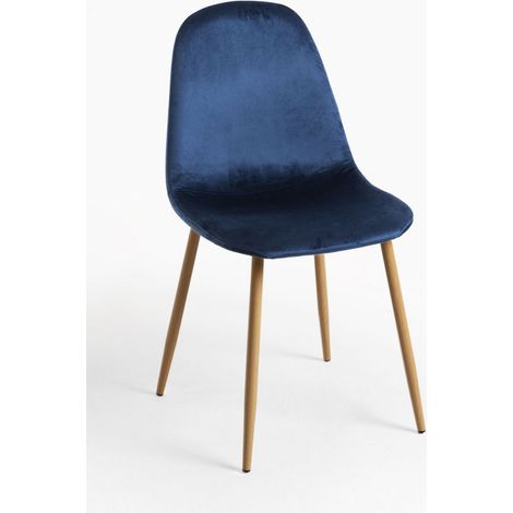 Packs Sillas Comedor - Pack 4 Sillas Teok Terciopelo - Azul medio