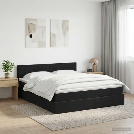 Teenpull – Aufbewahrungsbett mit Matratze Schwarz 180 x 200 cm Samt (1/5)