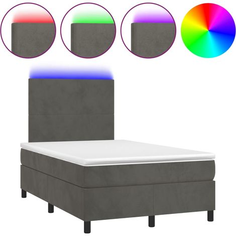 Maison Exclusive - Boxspringbett mit Matratze & LED Dunkelgrau 12
