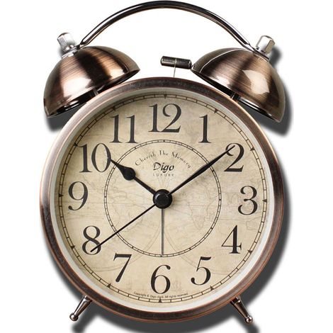 Rétro classique Horloge de bureau, Saytay Réveil très bruyant sans tic-tac, réveil de chevet avec éclairage de nuit, à piles à quartz pour chambre à coucher, salon, salle d'étude, cuisine, etc. (1/5)