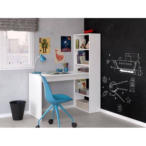 Scrivania con Libreria Bianca 120x53x144 cm – Tavolo Studio Ufficio Salvaspazio