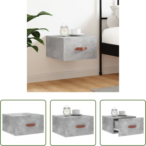 Rangement murale -  Table de chevet murale gris béton 35x35x20 cm (1/5)