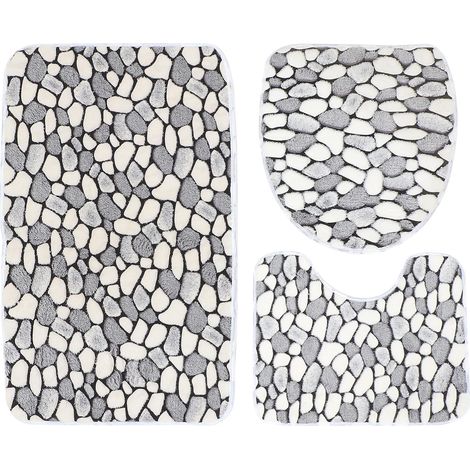 Tapis de toilette OUNONA en polaire corail hautement absorbante et antidérapante , ensemble 3 bain p (1/5)
