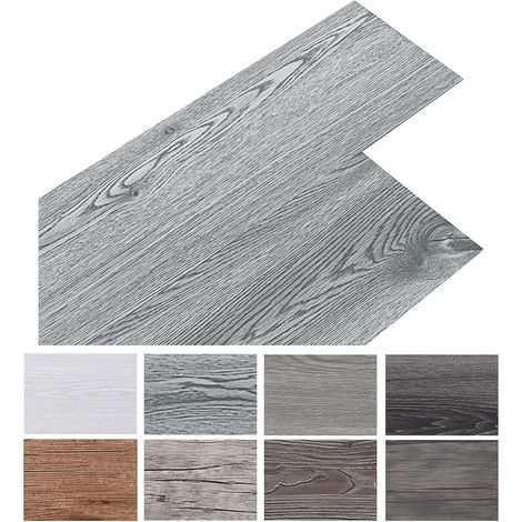 5,02 m²/36 dalle pvc adhesive sol- Revêtement de sol-Carrelage Adhesif Sol - Stratifié en PVC- Imperméable - Épaisseur : 2 mm - Antidérapant - Étanche - Découpable (Gris clair grain de bois) (1/5)