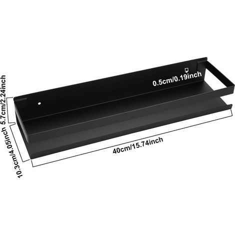 Estante de ducha de acero inoxidable, cesta de almacenamiento resistente a la corrosión, estante de pared de 16 pulgadas, color negro