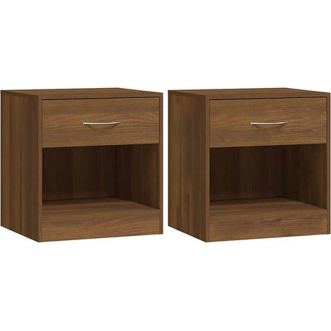 vidaXL Mesitas de noche 2 unidades con cajón marrón roble (1/2)