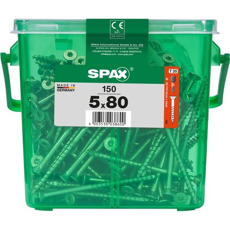 Spax Universalschrauben 5.0 x 80 mm TX 20 Senkkopf - 150 Stk. Holzschrauben