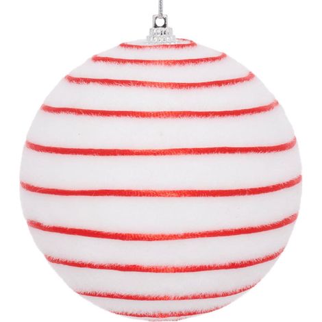 Pallina di natale bianca a strisce, diametro 100 mm - Atmosphera créateur d'intérieur (1/5)