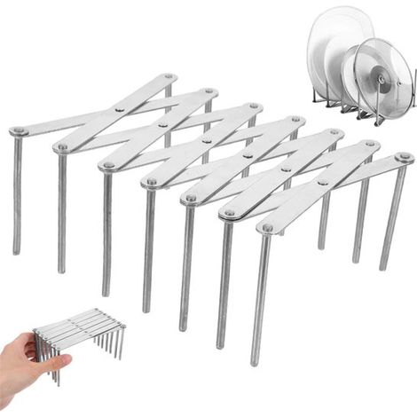 Escurridor de platos ajustable, escurridor de cocina para lavar platos, escurridor extensible para platos pequeños, rejilla de vapor plegable, rejilla para tapas de ollas, plegable (1/5)